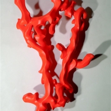 JAN HOOSS - Gipsskulptur, rot lackiert